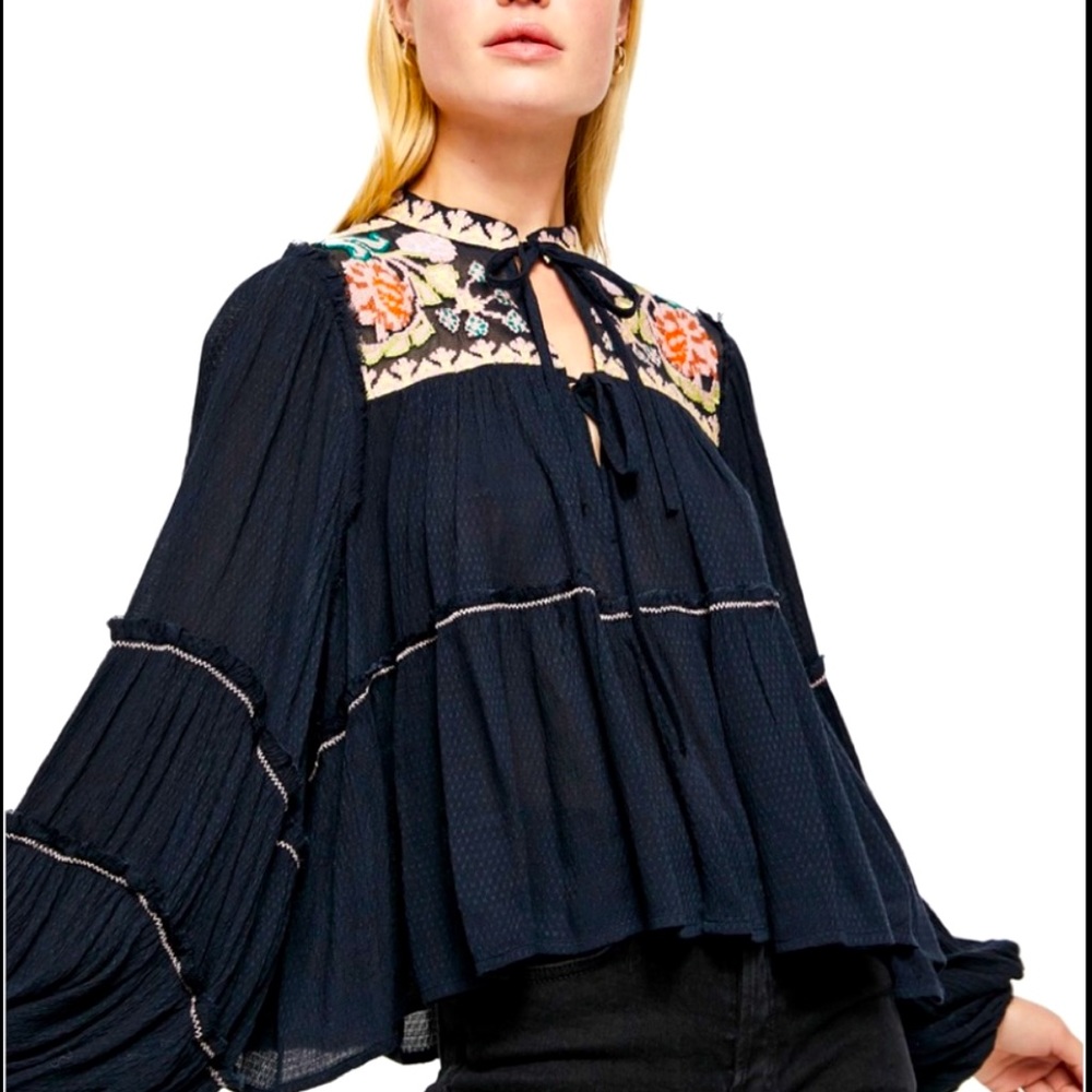 NWT Free People Vivid Embroidered Top Size XL